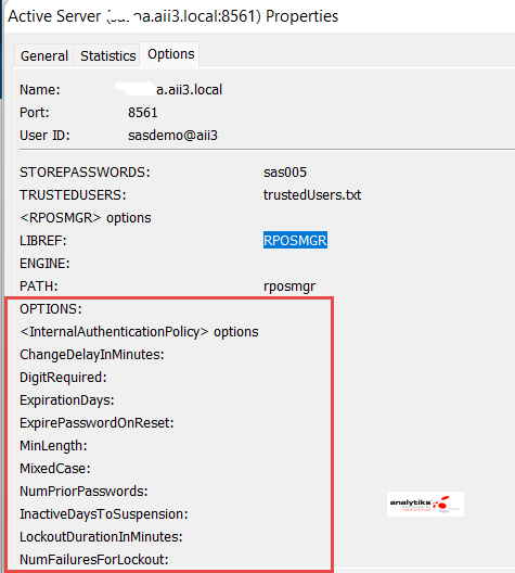 Policy settings screen